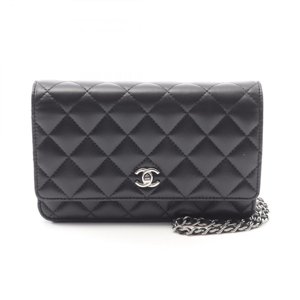 Chanel Matelasse Shoulder Bag Lambskin Sheepskin Black